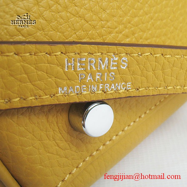 Hermes Kelly 32cm Togo Leather Bag Yellow 6108 Silver Hardware Hermes Kelly 32cm Togo Leather Bag Yellow 6108 Silver Hardware